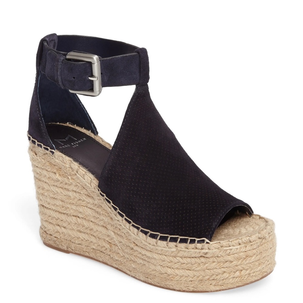 Marc Fisher Annie Perforated Espadrille Wedge 6.5